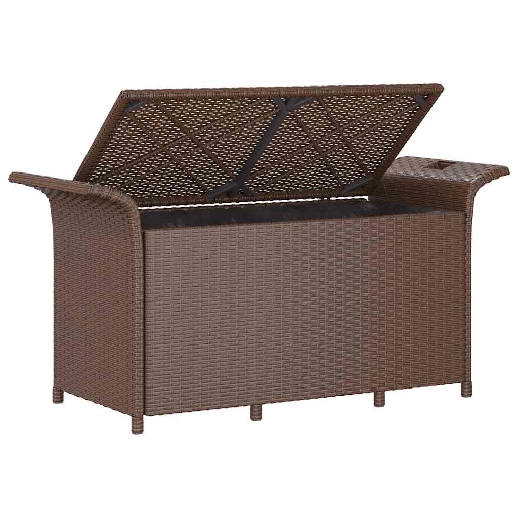 Tuinbank met kussen 116x46x57 cm poly rattan bruin is nu te koop bij PeponiXL, paradijselijk wonen!