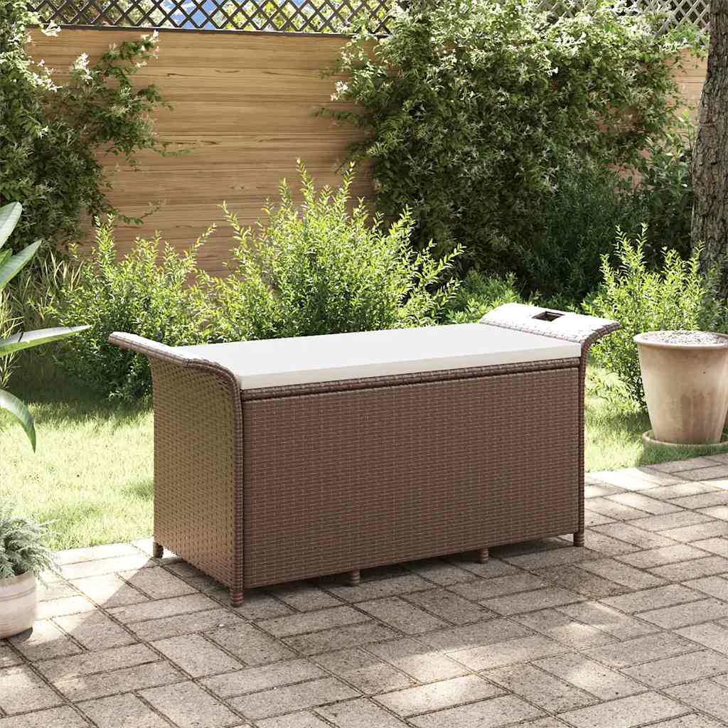 Tuinbank met kussen 116x46x57 cm poly rattan bruin is nu te koop bij PeponiXL, paradijselijk wonen!