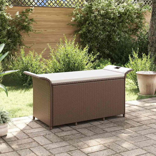 Tuinbank met kussen 116x46x57 cm poly rattan bruin is nu te koop bij PeponiXL, paradijselijk wonen!