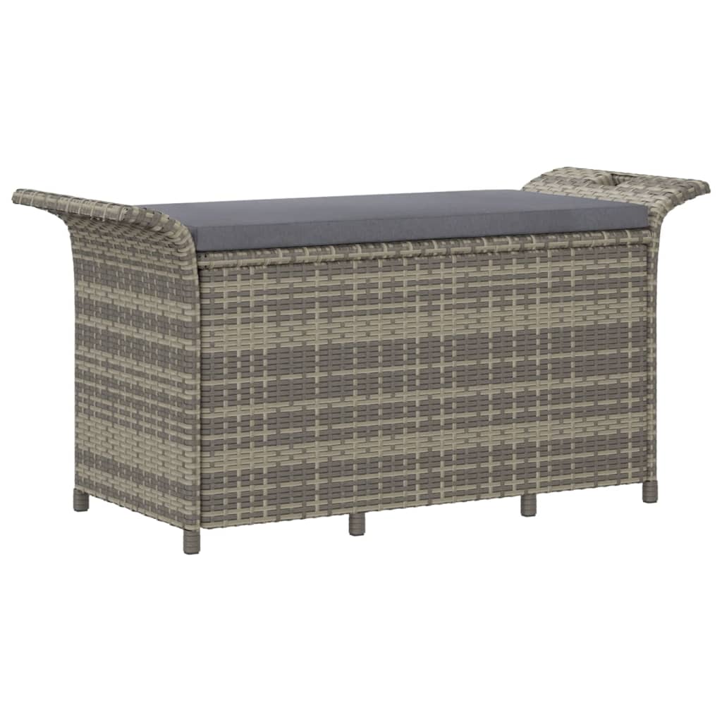 Tuinbank met kussen 116x46x57 cm poly rattan grijs is nu te koop bij PeponiXL, paradijselijk wonen!