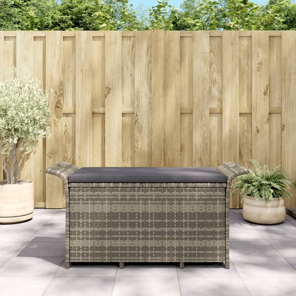 Tuinbank met kussen 116x46x57 cm poly rattan grijs is nu te koop bij PeponiXL, paradijselijk wonen!