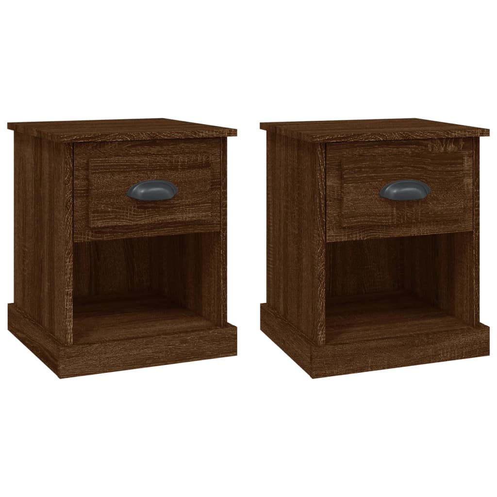 Nachtkastjes 2 st 39x39x47,5 cm bewerkt hout bruin eikenkleur is nu te koop bij PeponiXL, paradijselijk wonen!