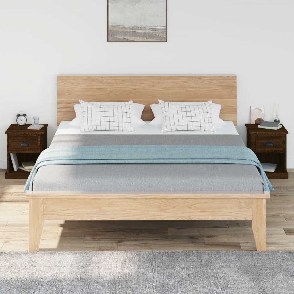 Nachtkastjes 2 st 39x39x47,5 cm bewerkt hout bruin eikenkleur is nu te koop bij PeponiXL, paradijselijk wonen!