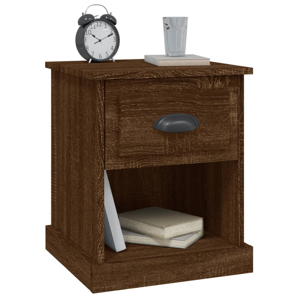 Nachtkastjes 2 st 39x39x47,5 cm bewerkt hout bruin eikenkleur is nu te koop bij PeponiXL, paradijselijk wonen!