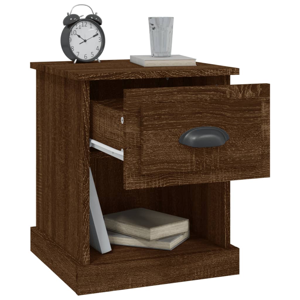 Nachtkastjes 2 st 39x39x47,5 cm bewerkt hout bruin eikenkleur is nu te koop bij PeponiXL, paradijselijk wonen!
