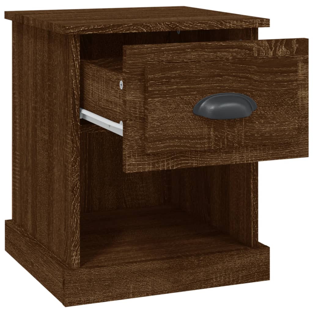 Nachtkastjes 2 st 39x39x47,5 cm bewerkt hout bruin eikenkleur is nu te koop bij PeponiXL, paradijselijk wonen!