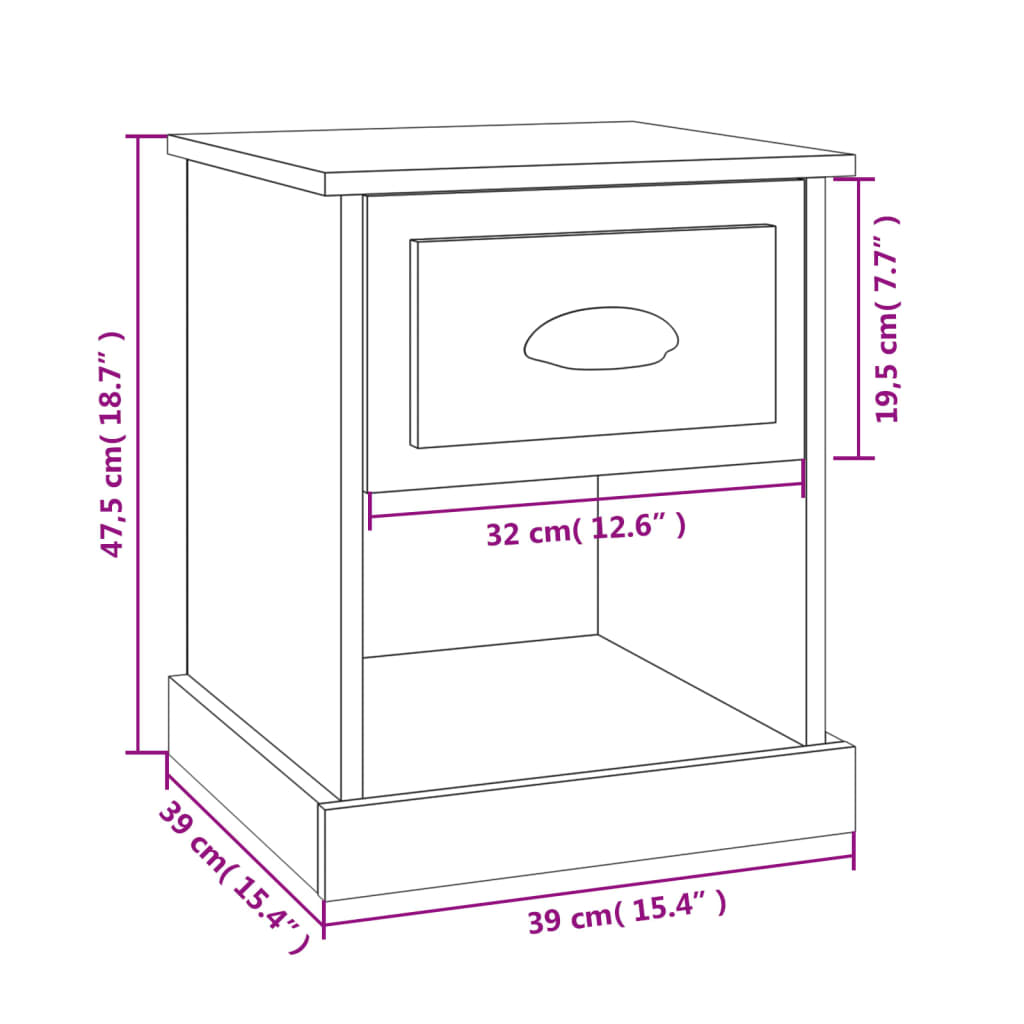 Nachtkastjes 2 st 39x39x47,5 cm bewerkt hout bruin eikenkleur is nu te koop bij PeponiXL, paradijselijk wonen!