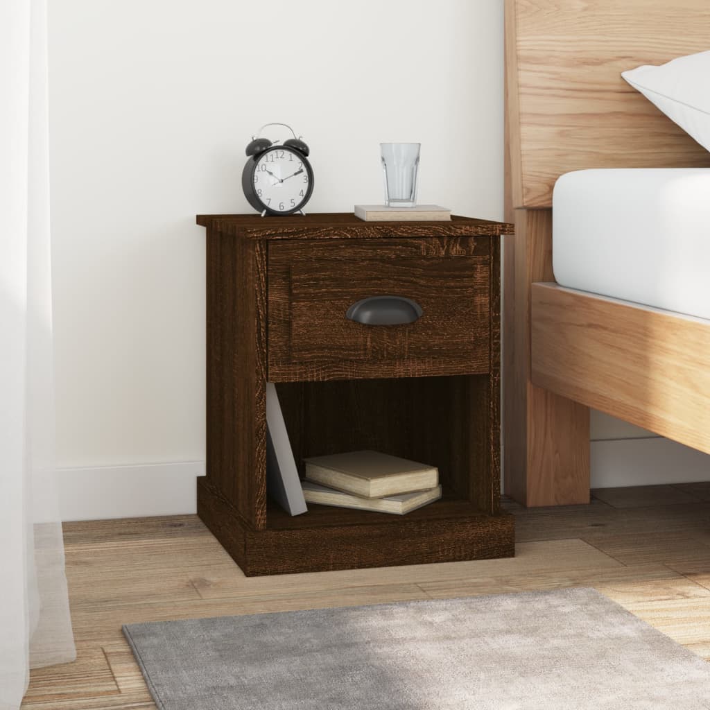 Nachtkastjes 2 st 39x39x47,5 cm bewerkt hout bruin eikenkleur is nu te koop bij PeponiXL, paradijselijk wonen!