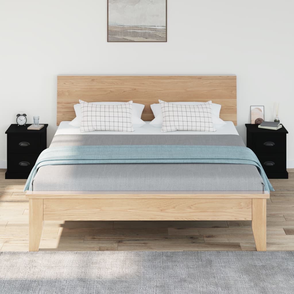 Nachtkastjes 2 st 39x39x47,5 cm bewerkt hout zwart is nu te koop bij PeponiXL, paradijselijk wonen!