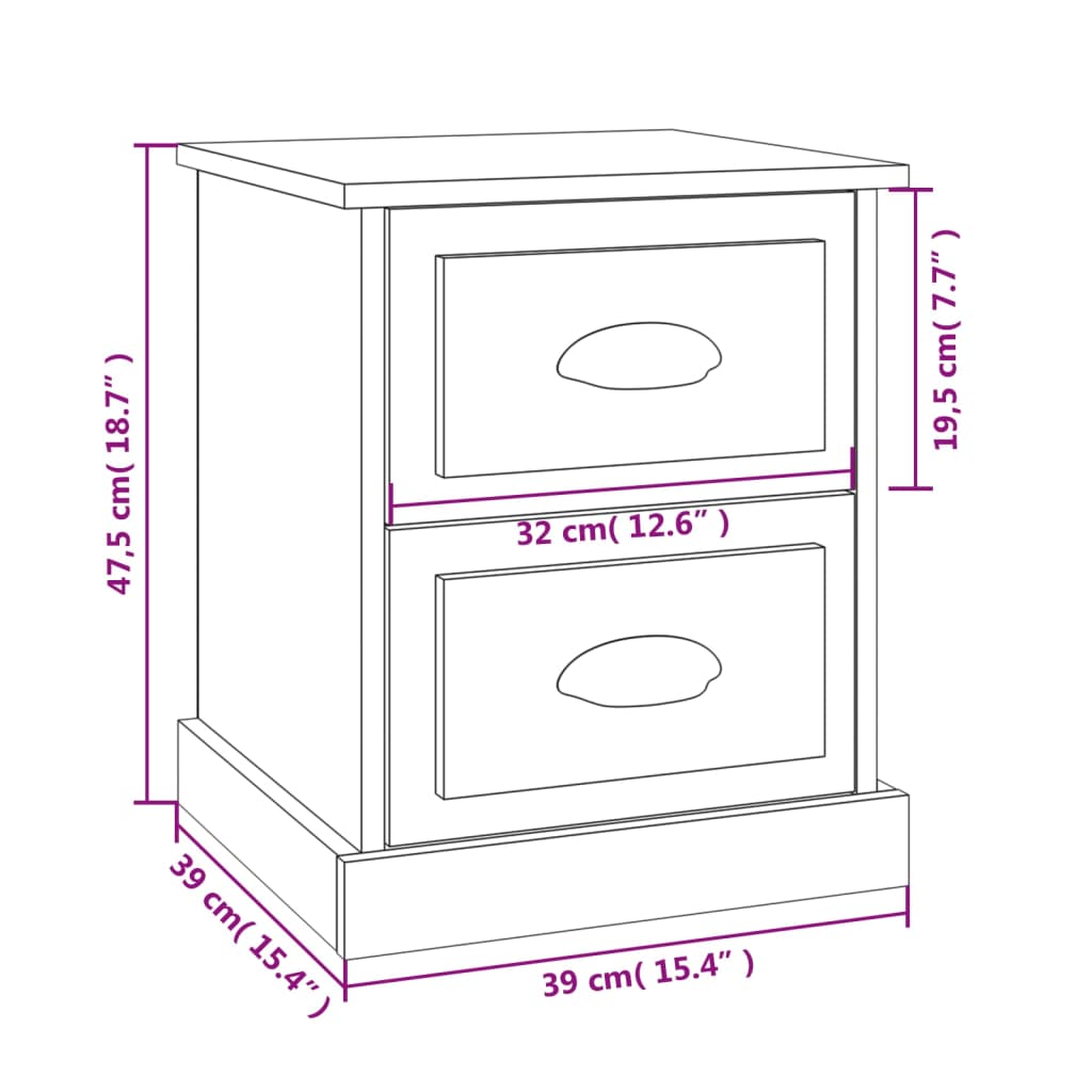 Nachtkastjes 2 st 39x39x47,5 cm bewerkt hout zwart is nu te koop bij PeponiXL, paradijselijk wonen!