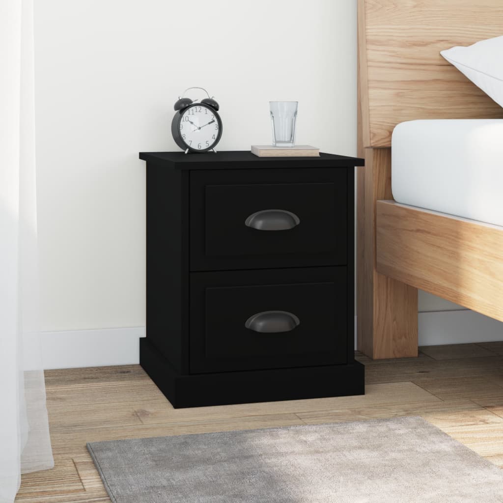 Nachtkastjes 2 st 39x39x47,5 cm bewerkt hout zwart is nu te koop bij PeponiXL, paradijselijk wonen!