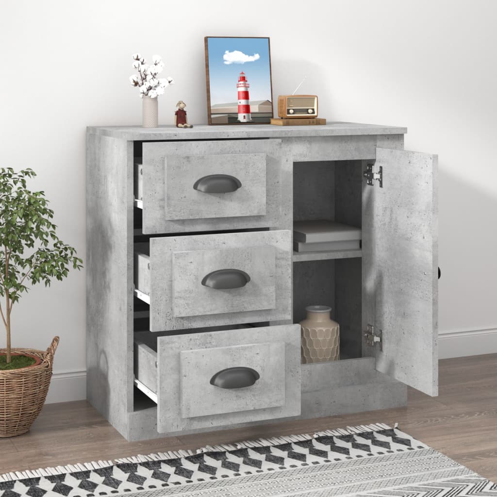 Dressoir 70x35,5x67,5 cm bewerkt hout betongrijs is nu te koop bij PeponiXL, paradijselijk wonen!