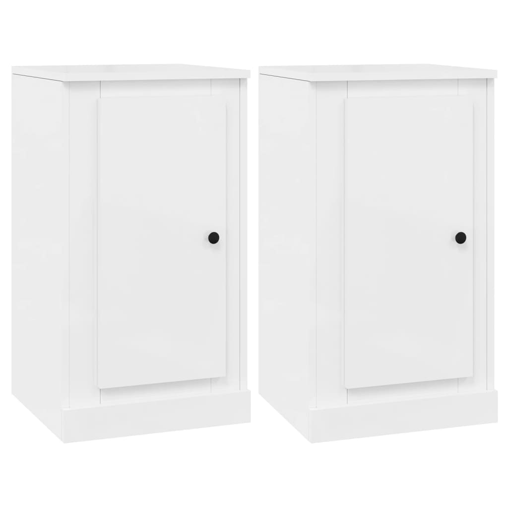 Dressoirs 2 st 37,5x35,5x67,5 cm bewerkt hout hoogglans wit is nu te koop bij PeponiXL, paradijselijk wonen!