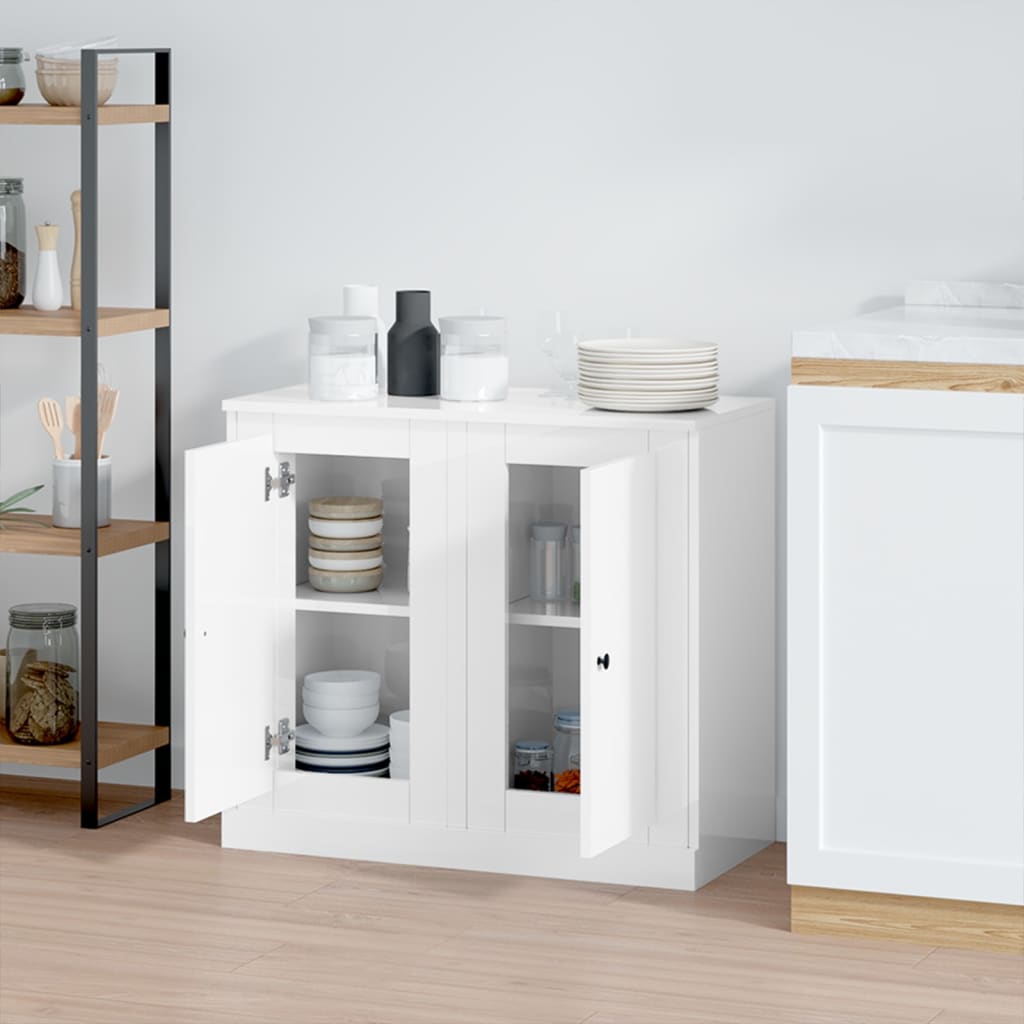Dressoirs 2 st 37,5x35,5x67,5 cm bewerkt hout hoogglans wit is nu te koop bij PeponiXL, paradijselijk wonen!