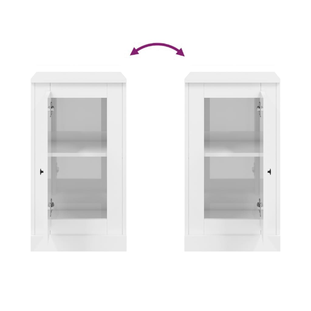 Dressoirs 2 st 37,5x35,5x67,5 cm bewerkt hout hoogglans wit is nu te koop bij PeponiXL, paradijselijk wonen!