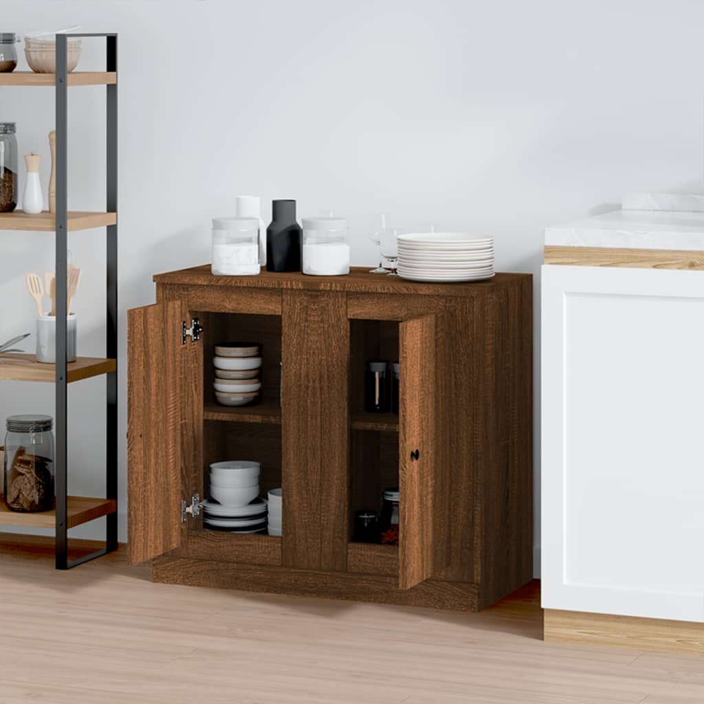 Dressoirs 2 st 37,5x35,5x67,5 cm bewerkt hout bruin eikenkleur is nu te koop bij PeponiXL, paradijselijk wonen!
