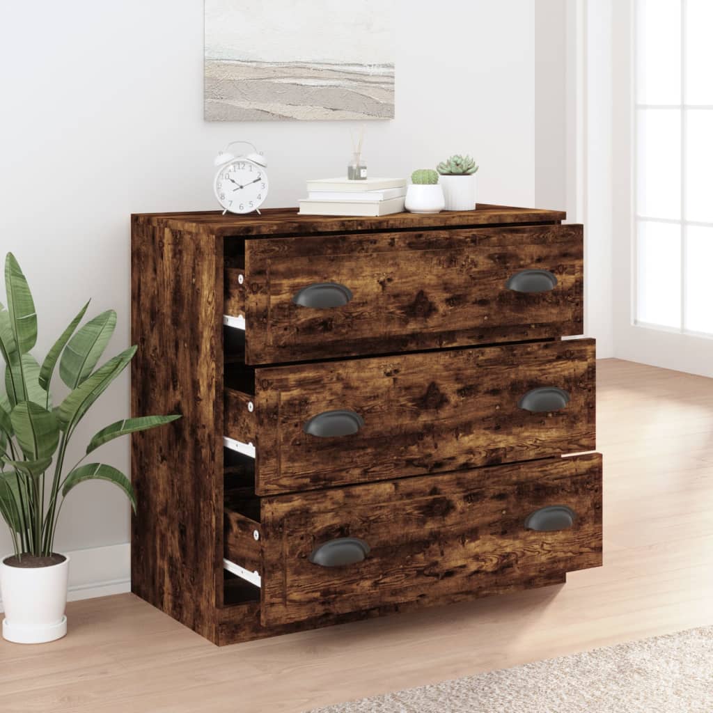 Dressoir 70x35,5x67,5 cm bewerkt hout gerookt eikenkleurig is nu te koop bij PeponiXL, paradijselijk wonen!