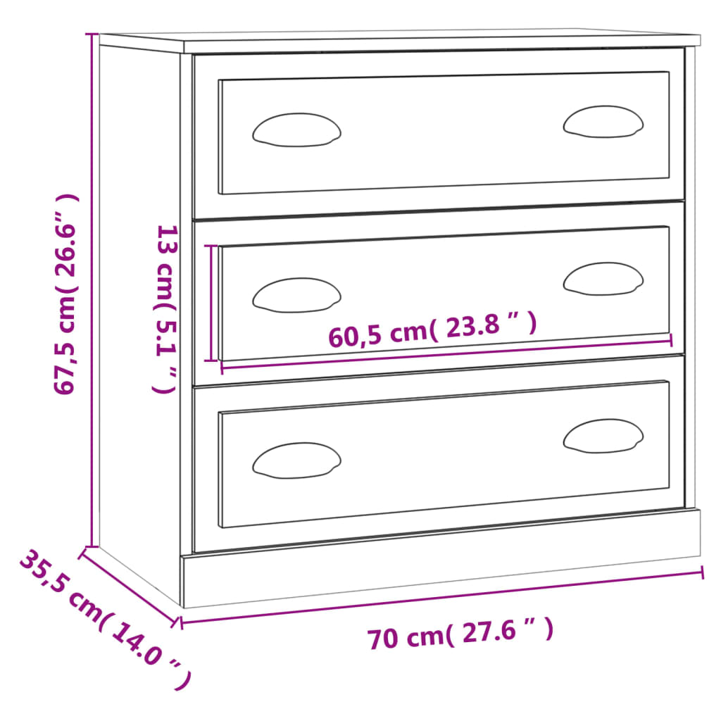 Dressoir 70x35,5x67,5 cm bewerkt hout gerookt eikenkleurig is nu te koop bij PeponiXL, paradijselijk wonen!