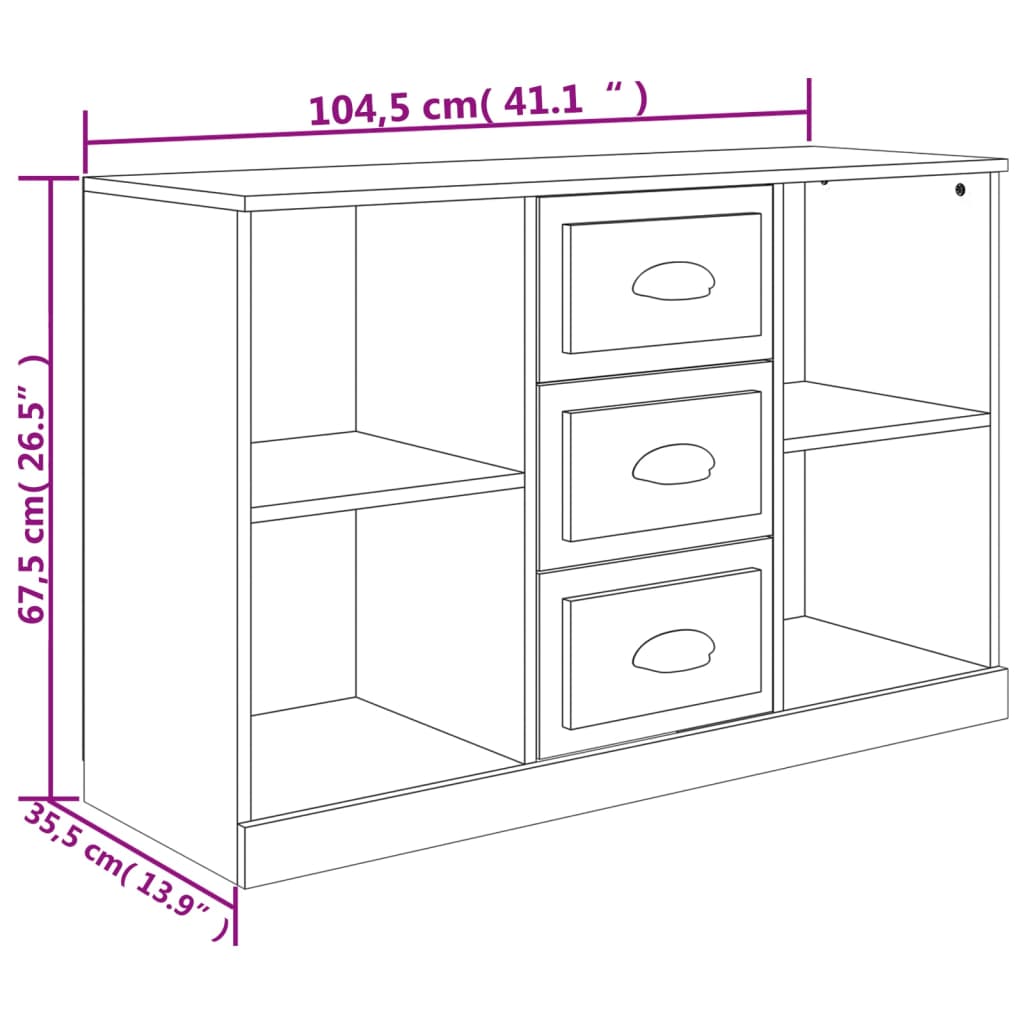 Dressoir 104,5x35,5x67,5 cm bewerkt hout gerookt eikenkleurig is nu te koop bij PeponiXL, paradijselijk wonen!