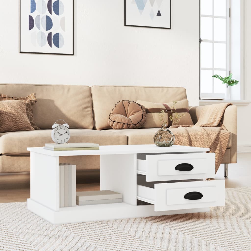 Salontafel 90x50x35 cm bewerkt hout wit is nu te koop bij PeponiXL, paradijselijk wonen!