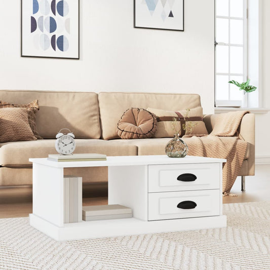 Salontafel 90x50x35 cm bewerkt hout wit is nu te koop bij PeponiXL, paradijselijk wonen!
