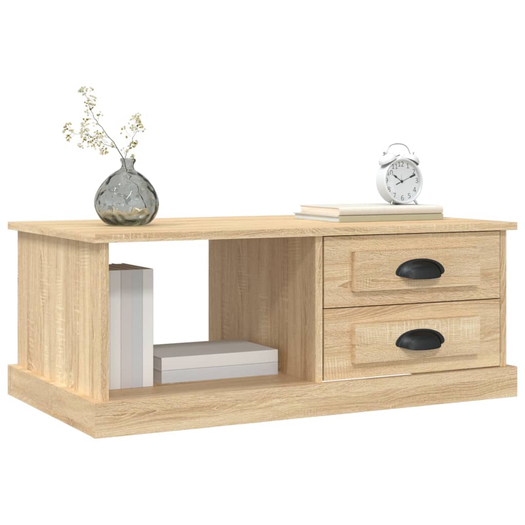 Salontafel 90x50x35 cm bewerkt hout sonoma eikenkleurig is nu te koop bij PeponiXL, paradijselijk wonen!