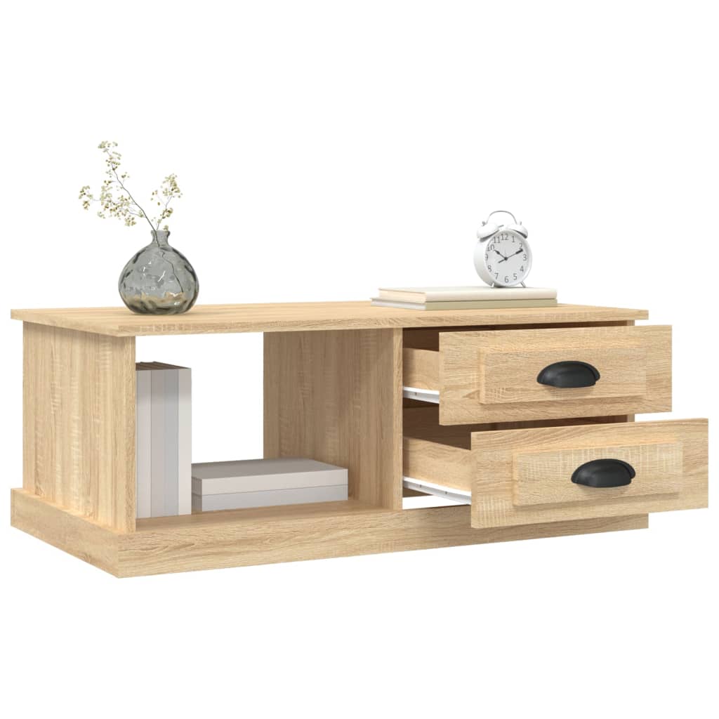 Salontafel 90x50x35 cm bewerkt hout sonoma eikenkleurig is nu te koop bij PeponiXL, paradijselijk wonen!