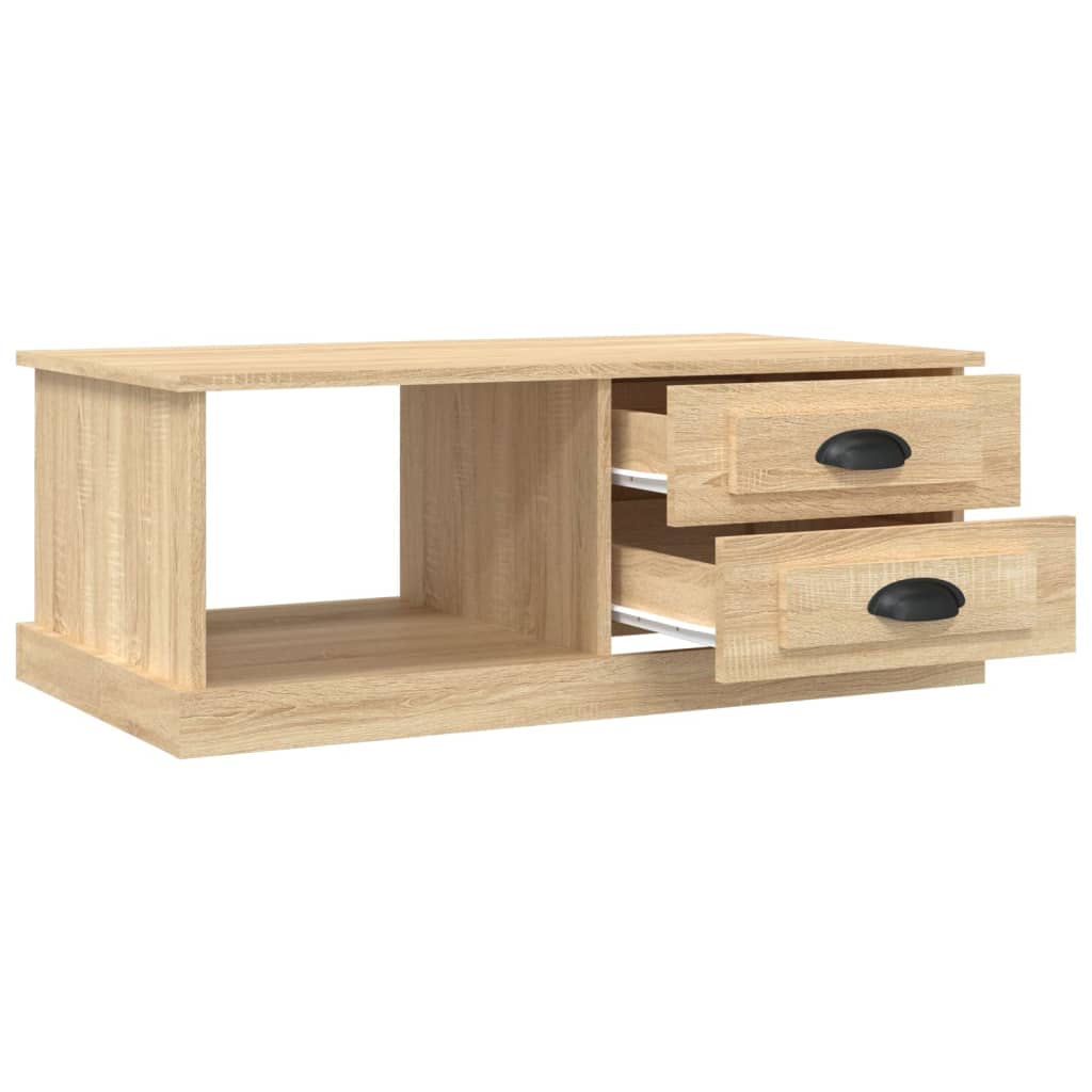 Salontafel 90x50x35 cm bewerkt hout sonoma eikenkleurig is nu te koop bij PeponiXL, paradijselijk wonen!