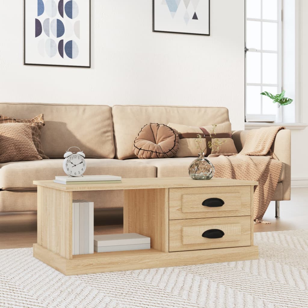 Salontafel 90x50x35 cm bewerkt hout sonoma eikenkleurig is nu te koop bij PeponiXL, paradijselijk wonen!