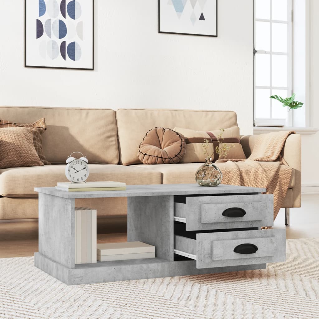 Salontafel 90x50x35 cm bewerkt hout betongrijs is nu te koop bij PeponiXL, paradijselijk wonen!