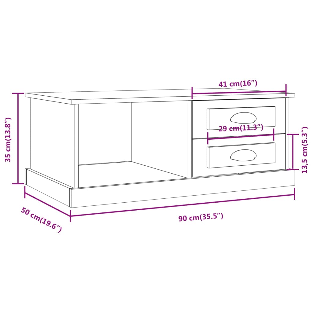 Salontafel 90x50x35 cm bewerkt hout betongrijs is nu te koop bij PeponiXL, paradijselijk wonen!