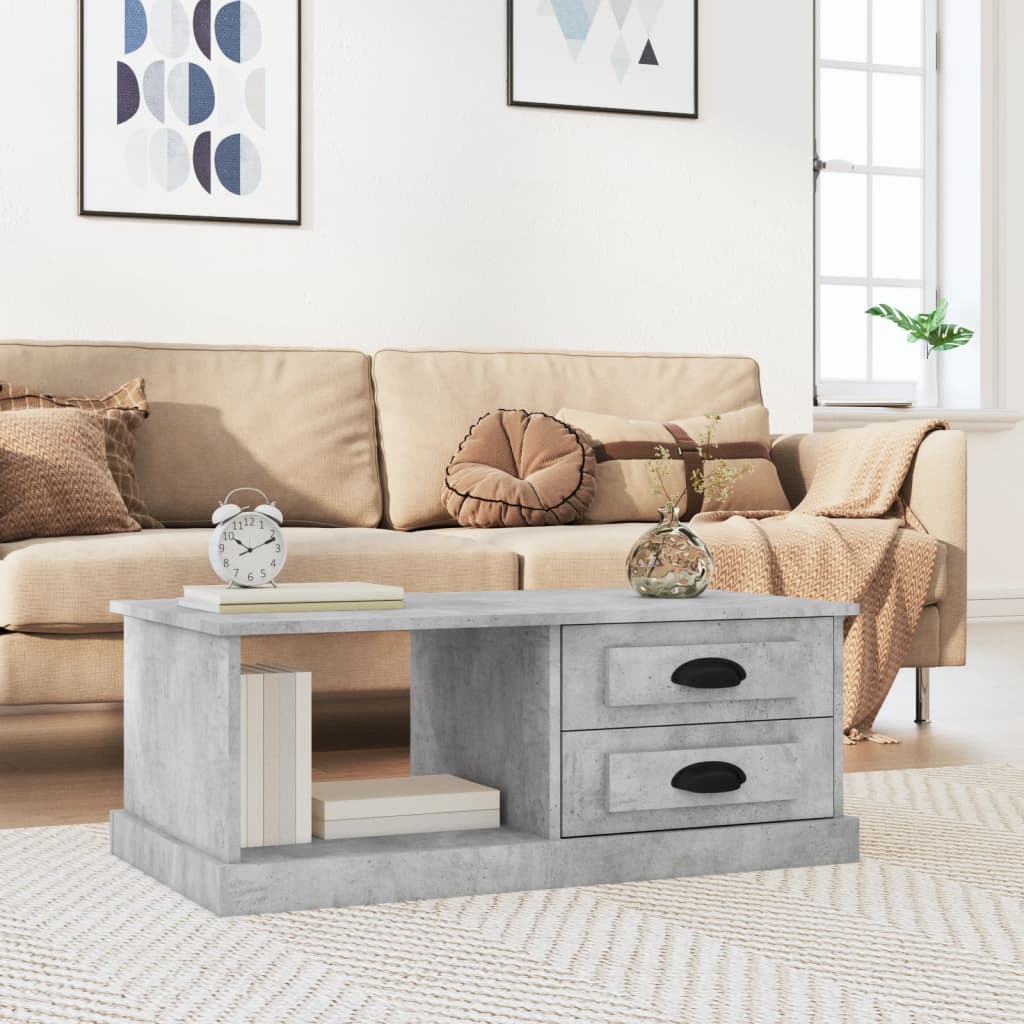 Salontafel 90x50x35 cm bewerkt hout betongrijs is nu te koop bij PeponiXL, paradijselijk wonen!