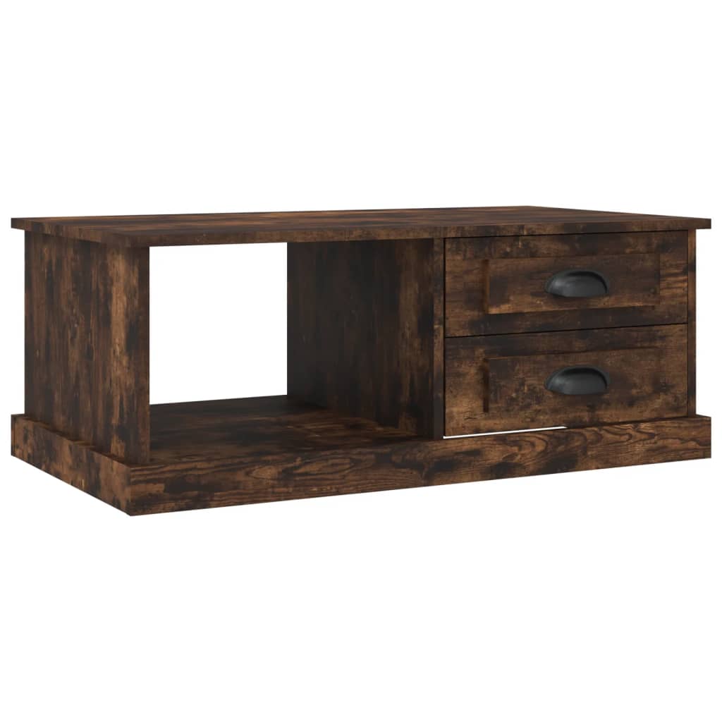 Salontafel 90x50x35 cm bewerkt hout gerookt eikenkleurig is nu te koop bij PeponiXL, paradijselijk wonen!