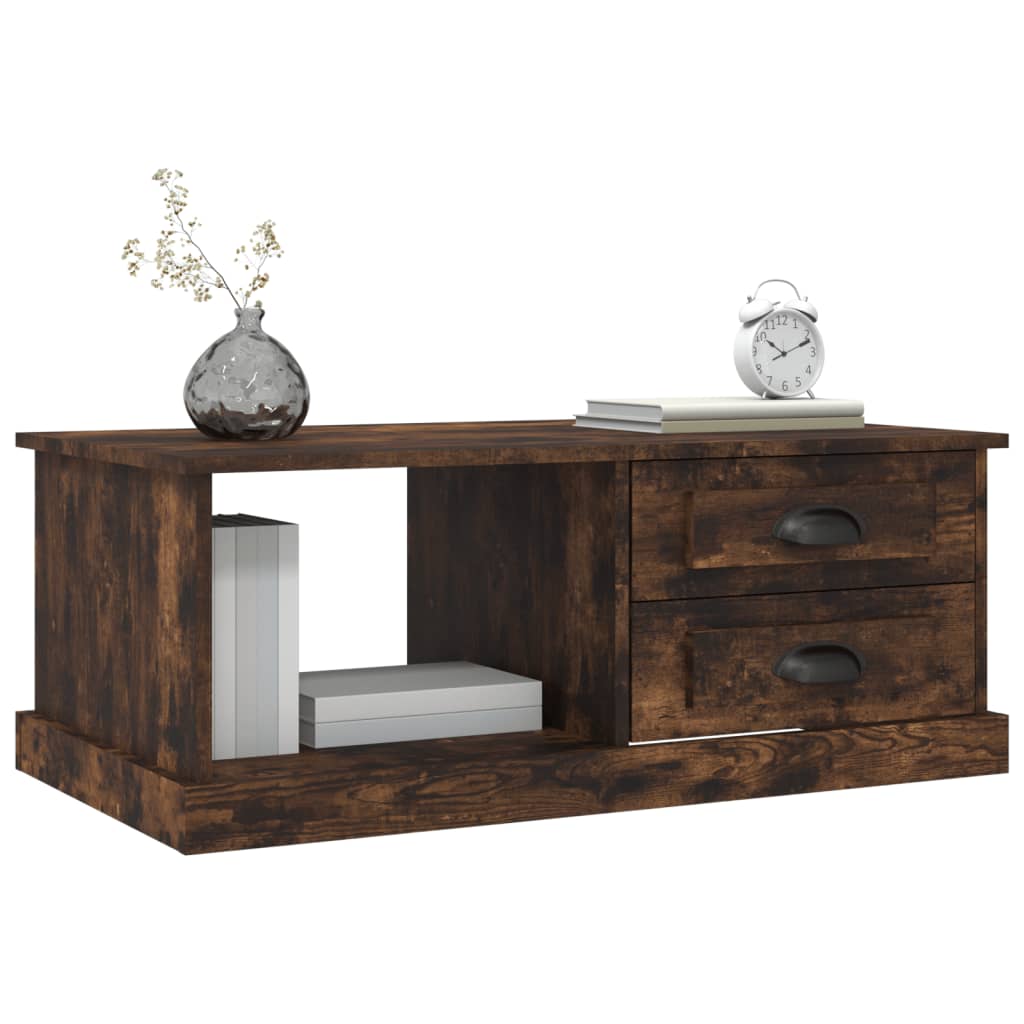 Salontafel 90x50x35 cm bewerkt hout gerookt eikenkleurig is nu te koop bij PeponiXL, paradijselijk wonen!