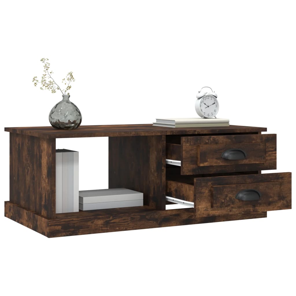 Salontafel 90x50x35 cm bewerkt hout gerookt eikenkleurig is nu te koop bij PeponiXL, paradijselijk wonen!