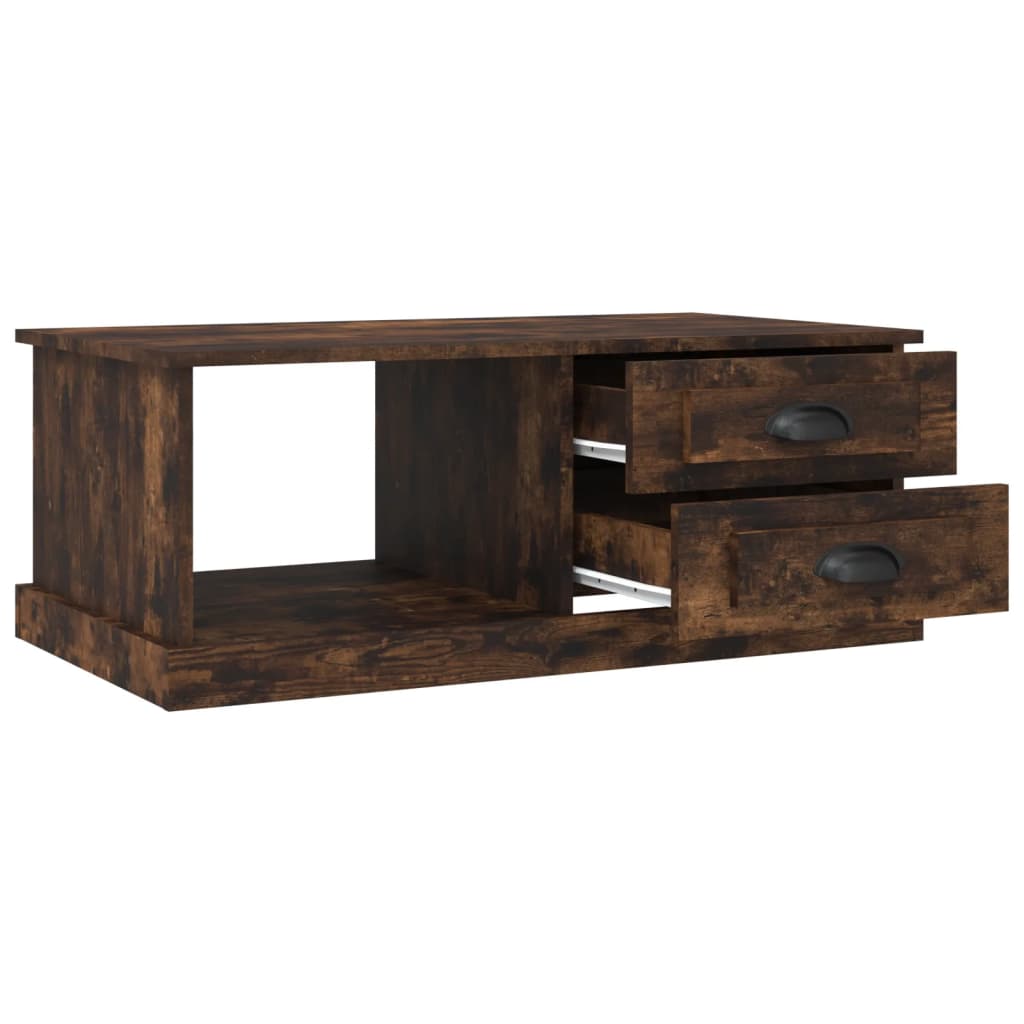 Salontafel 90x50x35 cm bewerkt hout gerookt eikenkleurig is nu te koop bij PeponiXL, paradijselijk wonen!