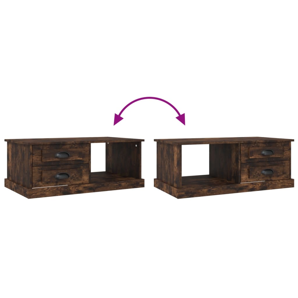 Salontafel 90x50x35 cm bewerkt hout gerookt eikenkleurig is nu te koop bij PeponiXL, paradijselijk wonen!