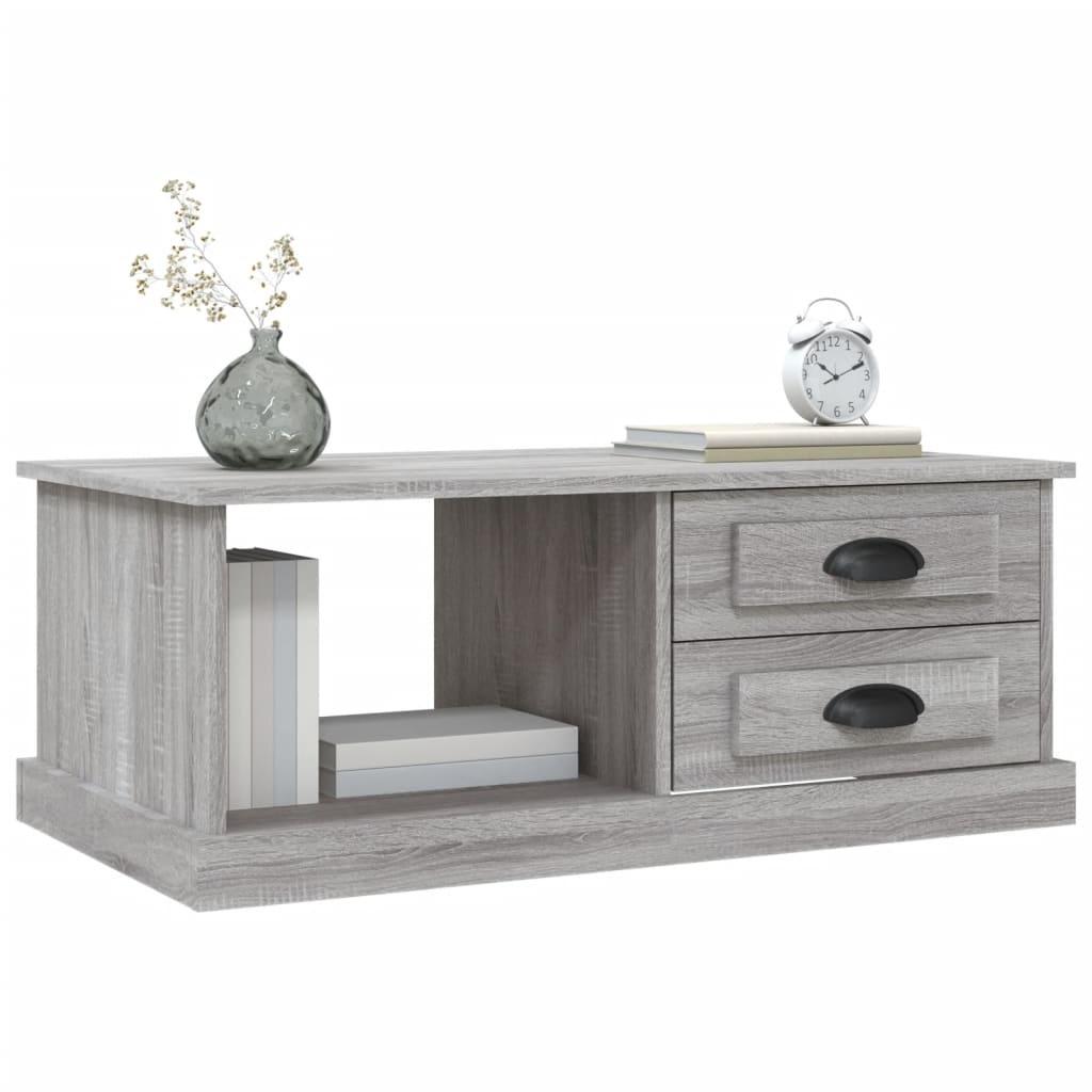 Salontafel 90x50x35 cm bewerkt hout grijs sonoma eikenkleurig is nu te koop bij PeponiXL, paradijselijk wonen!