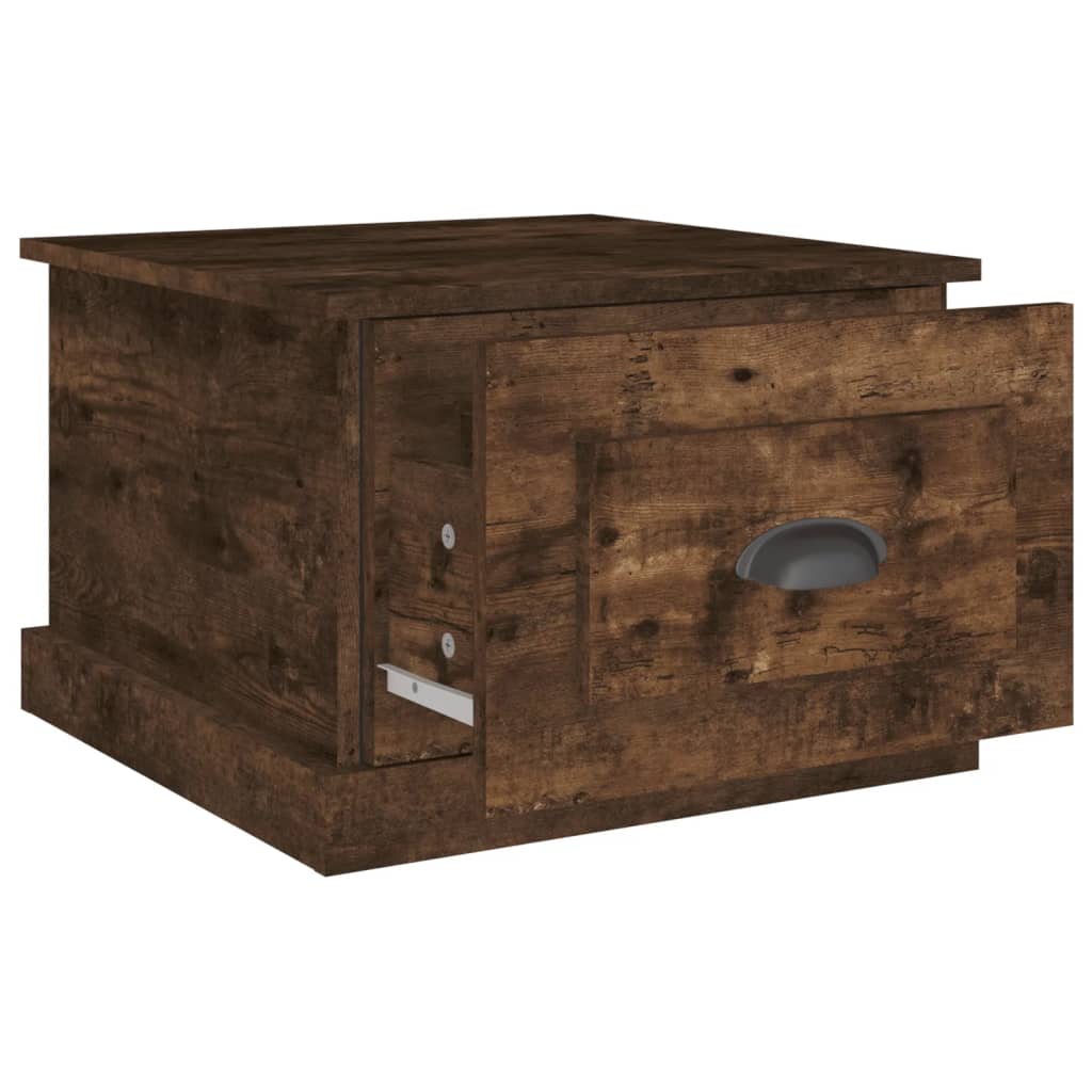 Salontafel 50x50x35 cm bewerkt hout gerookt eikenkleurig is nu te koop bij PeponiXL, paradijselijk wonen!