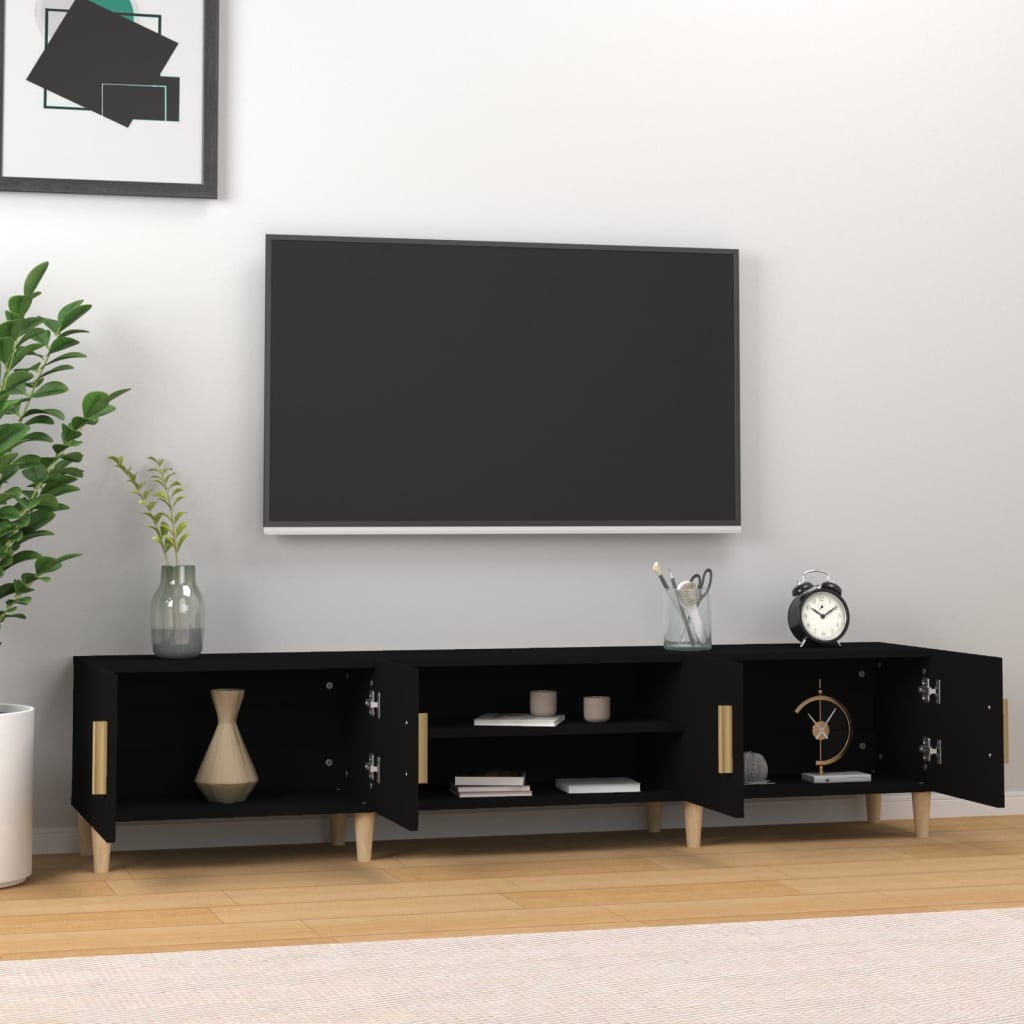 Tv-meubel 180x31,5x40 cm bewerkt hout zwart is nu te koop bij PeponiXL, paradijselijk wonen!