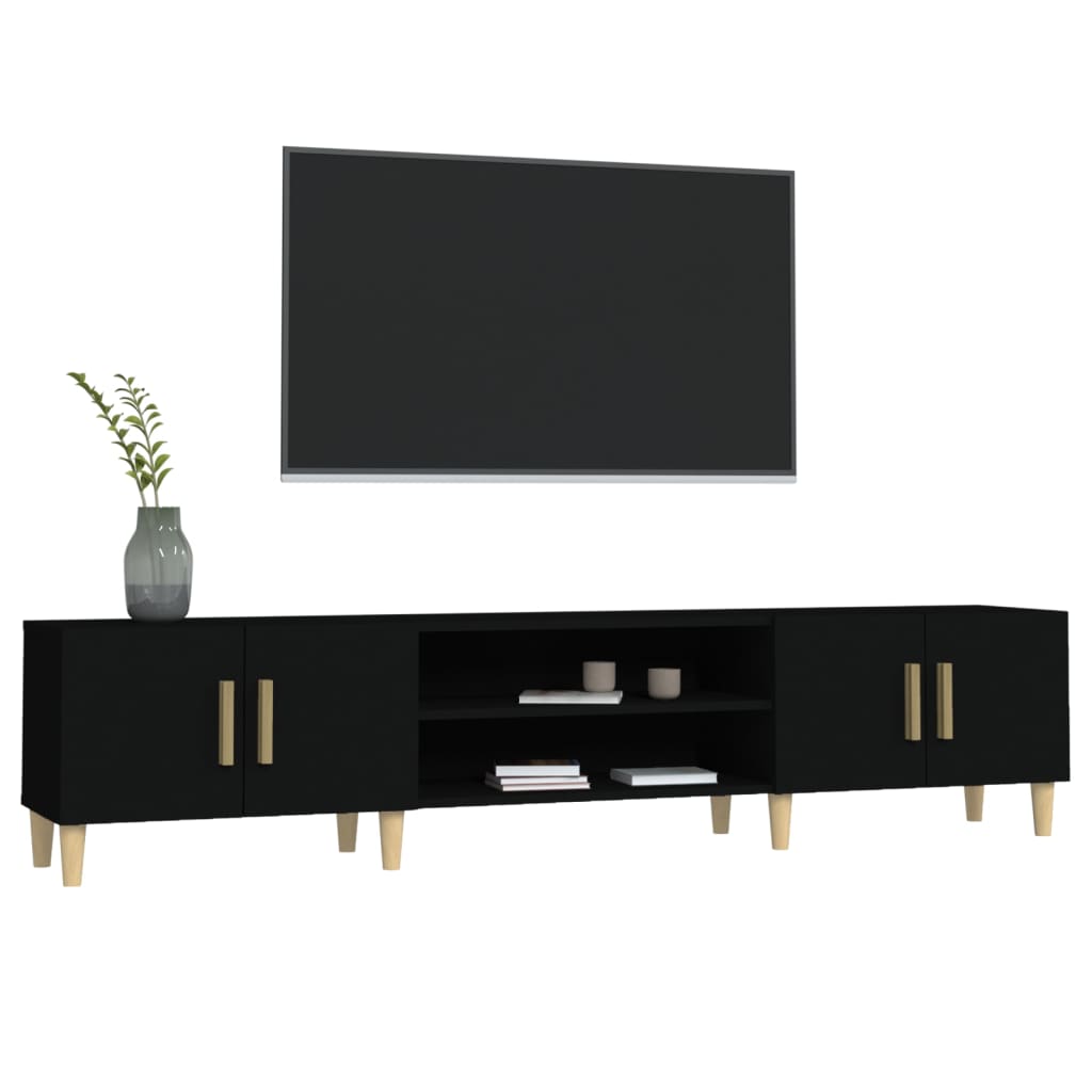 Tv-meubel 180x31,5x40 cm bewerkt hout zwart is nu te koop bij PeponiXL, paradijselijk wonen!