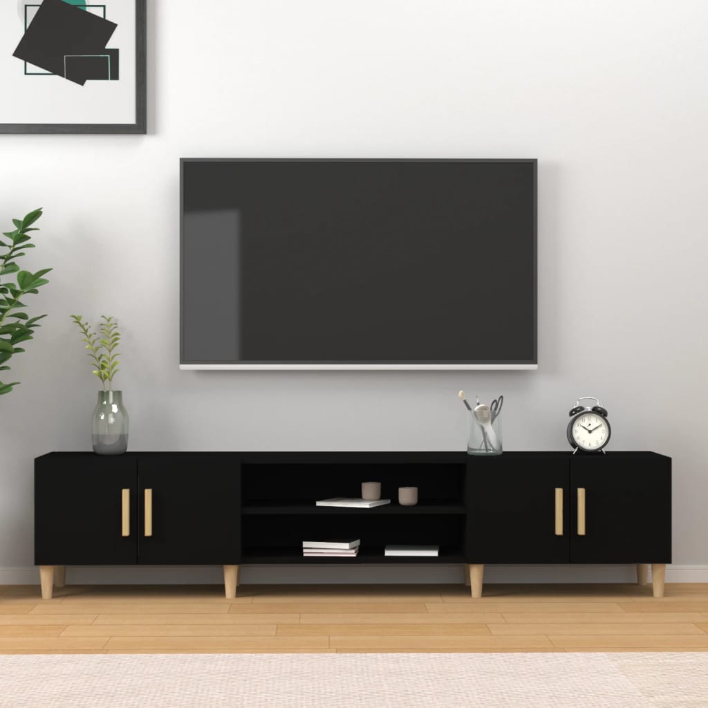 Tv-meubel 180x31,5x40 cm bewerkt hout zwart is nu te koop bij PeponiXL, paradijselijk wonen!
