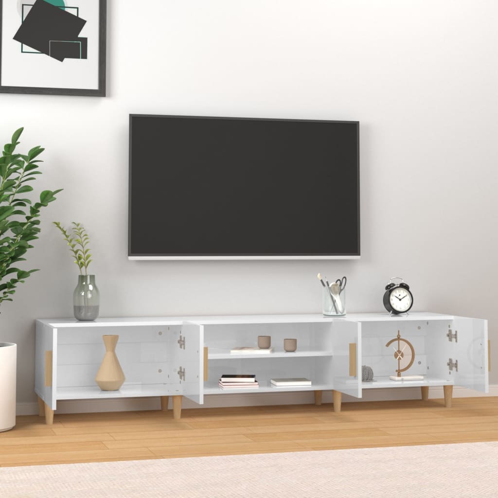 Tv-meubel 180x31,5x40 cm bewerkt hout hoogglans wit is nu te koop bij PeponiXL, paradijselijk wonen!