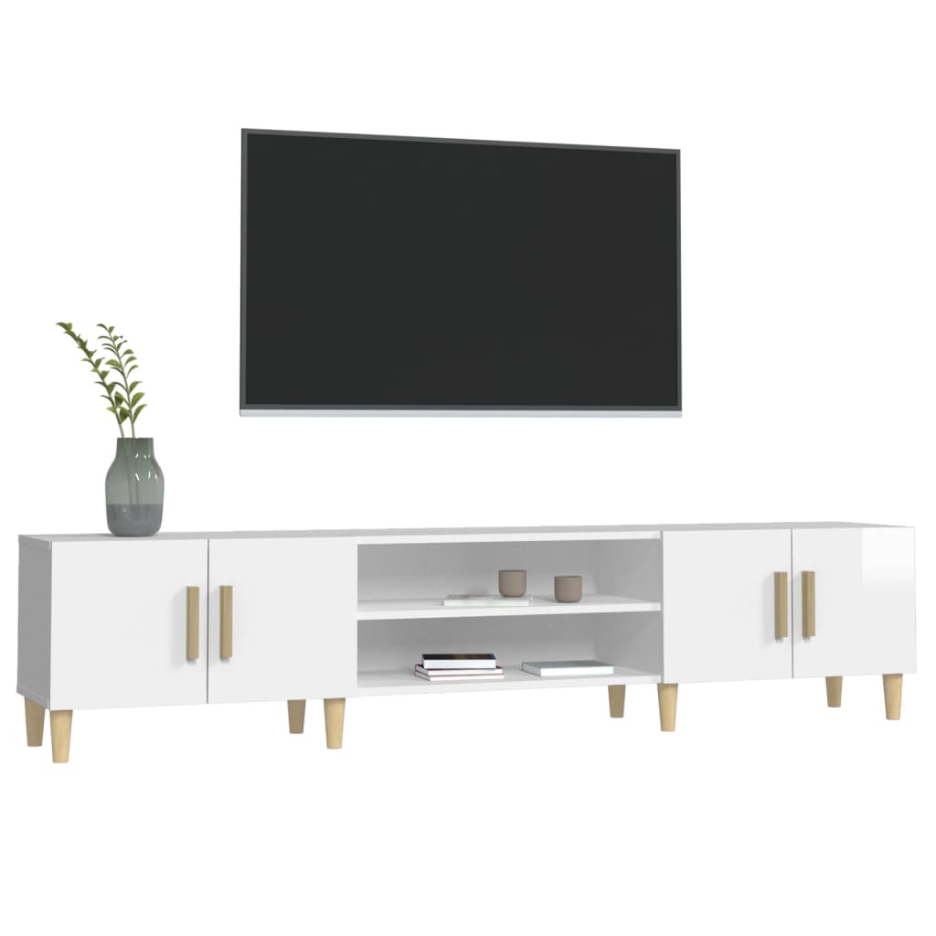 Tv-meubel 180x31,5x40 cm bewerkt hout hoogglans wit is nu te koop bij PeponiXL, paradijselijk wonen!