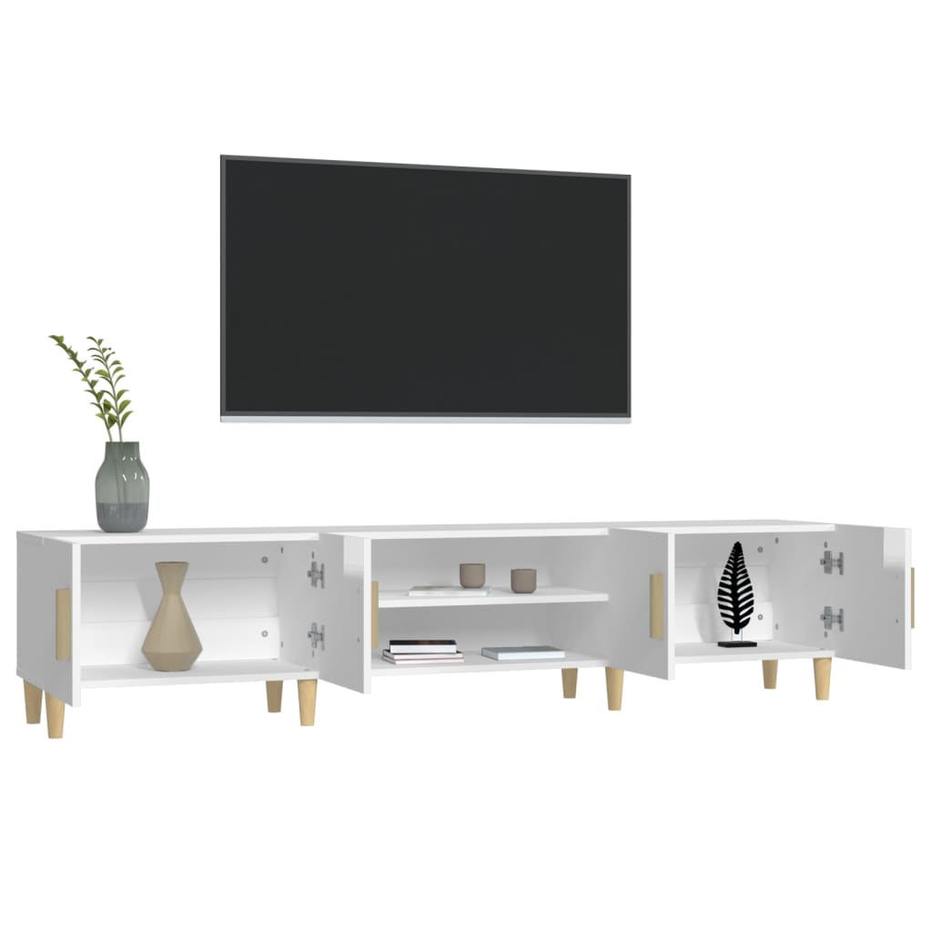 Tv-meubel 180x31,5x40 cm bewerkt hout hoogglans wit is nu te koop bij PeponiXL, paradijselijk wonen!
