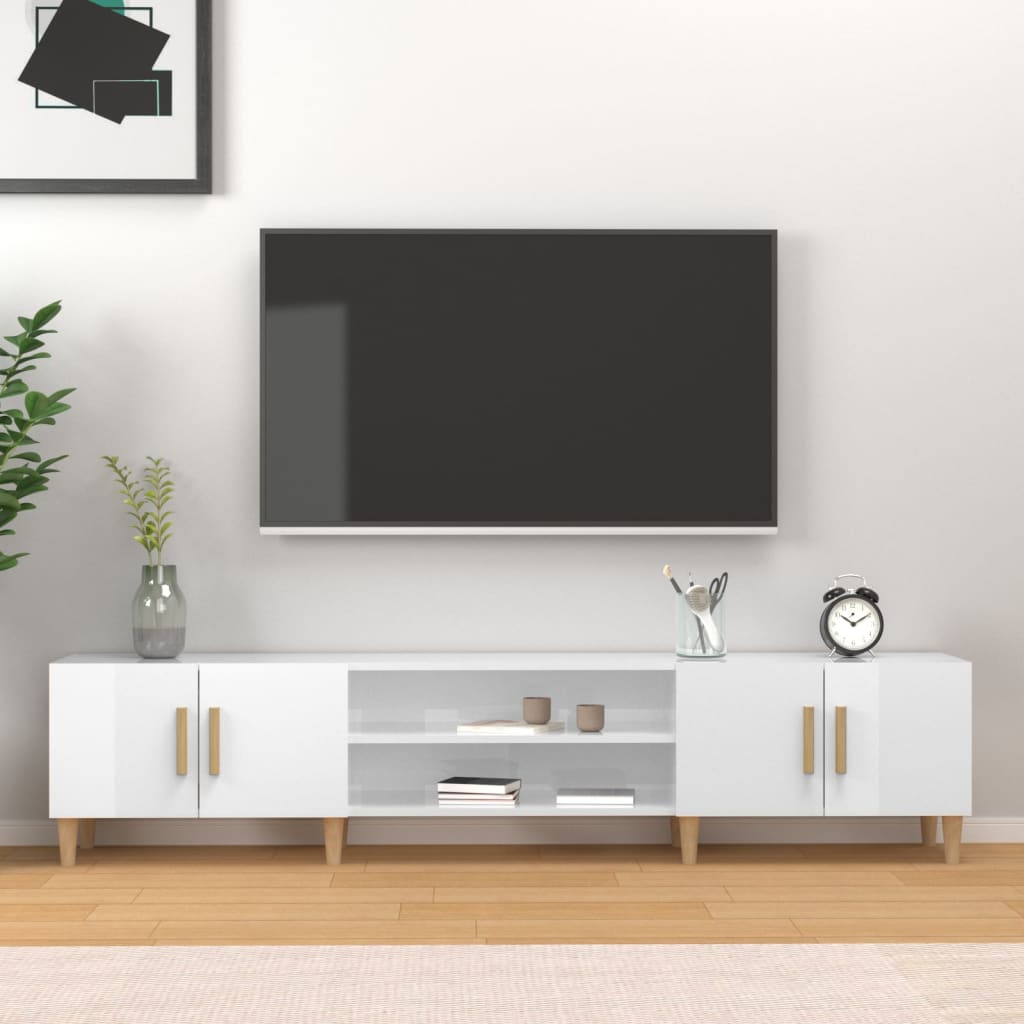 Tv-meubel 180x31,5x40 cm bewerkt hout hoogglans wit is nu te koop bij PeponiXL, paradijselijk wonen!