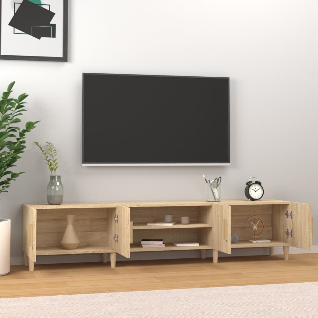 Tv-meubel Sonoma eiken 180x31,5x40 cm bewerkt hout is nu te koop bij PeponiXL, paradijselijk wonen!