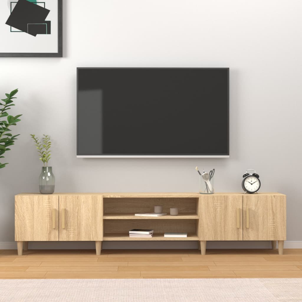 Tv-meubel Sonoma eiken 180x31,5x40 cm bewerkt hout is nu te koop bij PeponiXL, paradijselijk wonen!