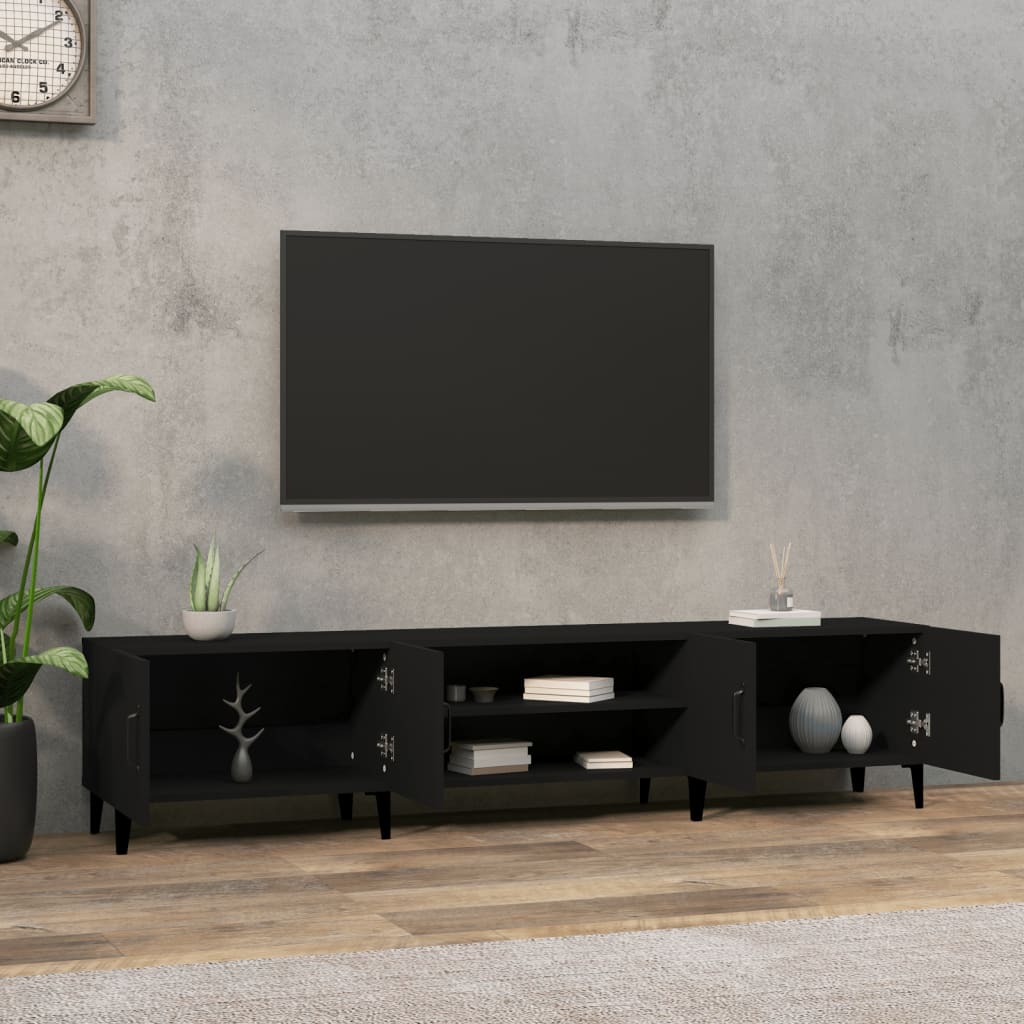 Tv-meubel 180x31,5x40 cm bewerkt hout zwart is nu te koop bij PeponiXL, paradijselijk wonen!
