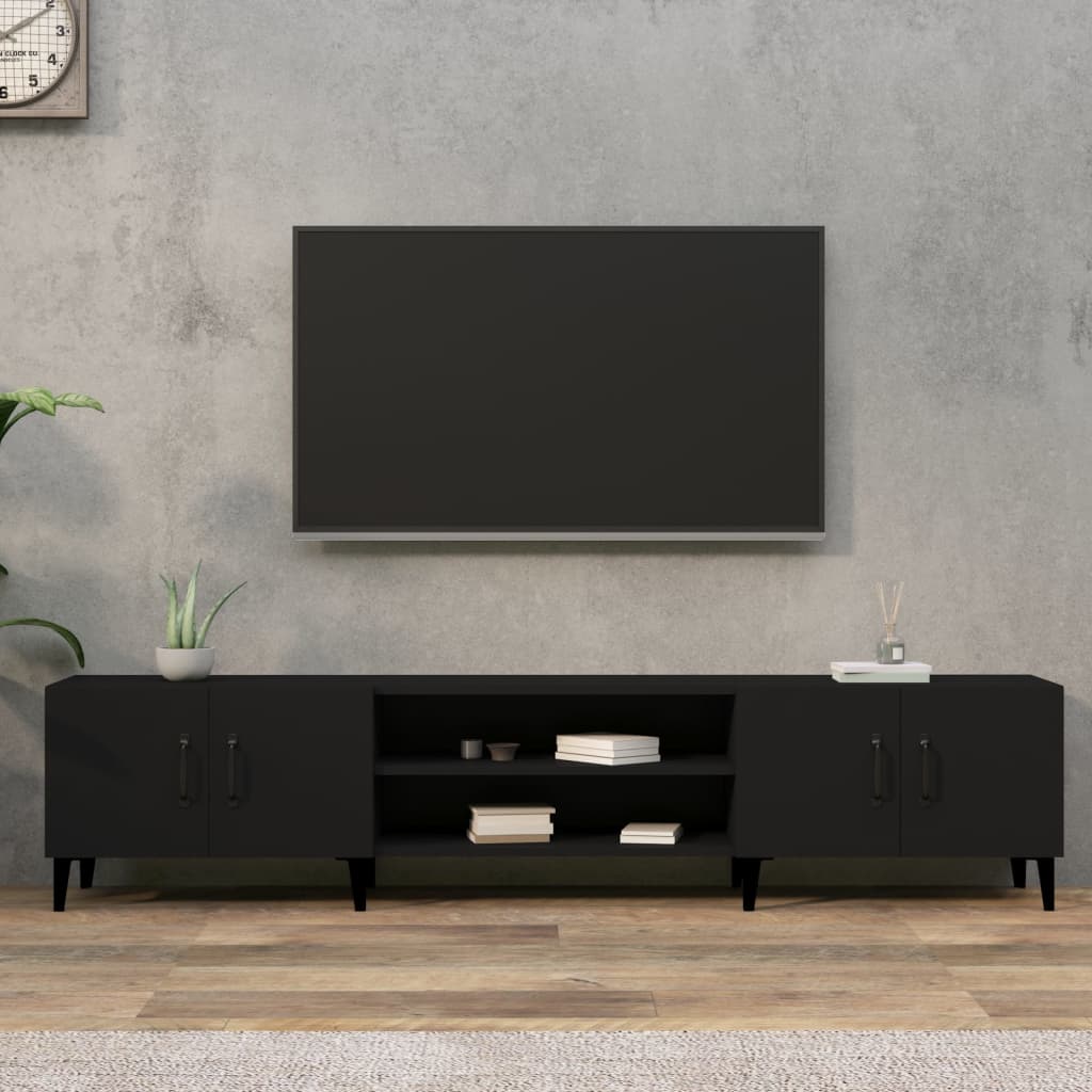 Tv-meubel 180x31,5x40 cm bewerkt hout zwart is nu te koop bij PeponiXL, paradijselijk wonen!